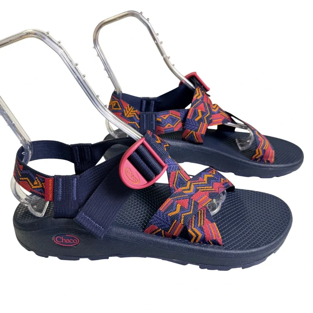 Chaco Mega Z/Cloud Sport Sandal Men 12 Red Blue Geometric Hiking JCH109903Z
